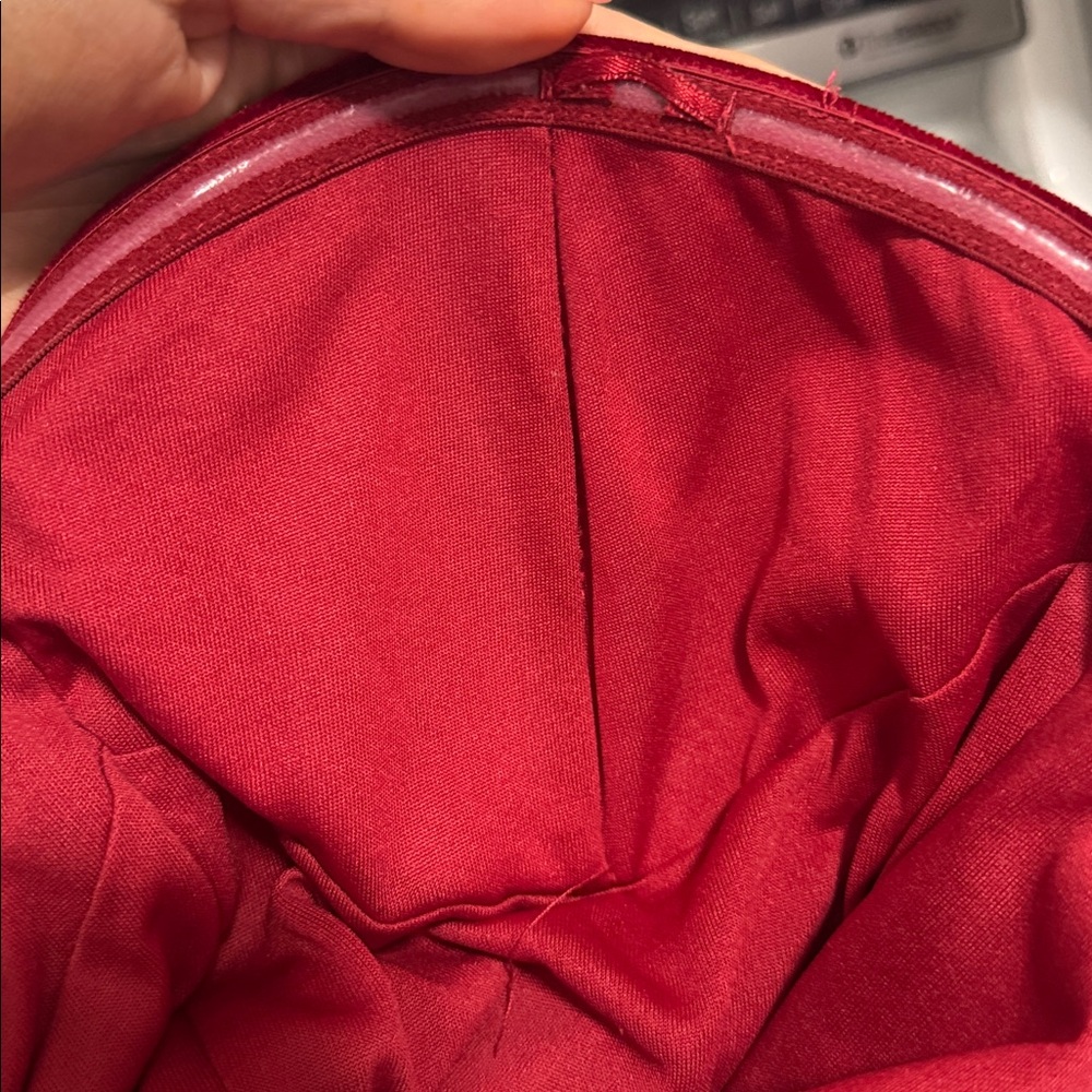 Classy Unique Velvet One-Shoulder Red Dress - Picture 8 of 9